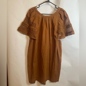 Old Navy, burnt orange mini dress, detailed sleeves, v-cut in the back